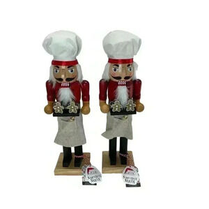 Wood Christmas Nutcracker Gingerbread Cookie Baker Top Hat Set